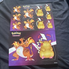 Official Pokemon TCG Stickers 2 Sheets Total Charizard/Pikachu New Unused Cb54
