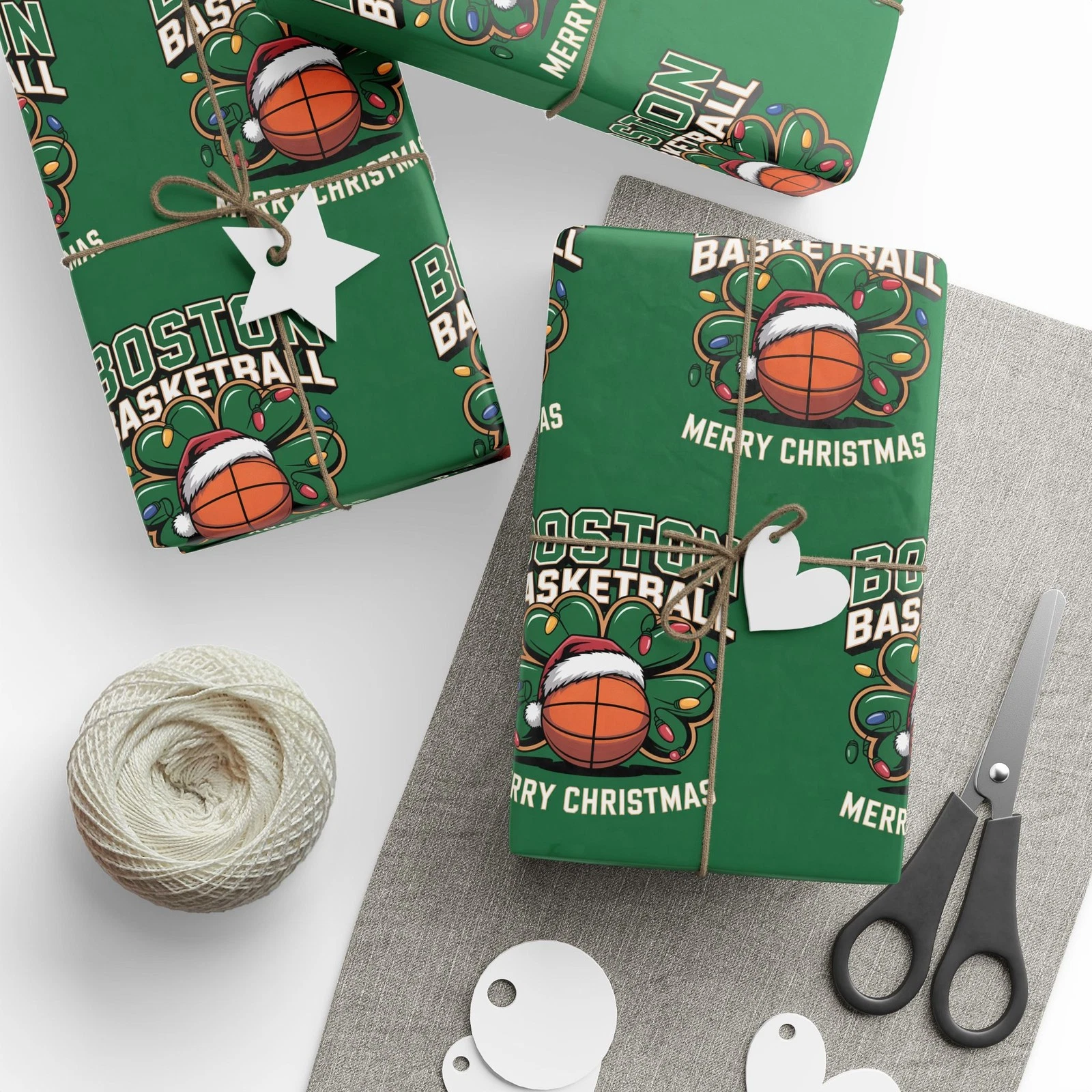 Boston Celtics Basketball Wrapping Paper Gift Sports Fan Christmas Gift Wrap