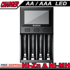 4A Fast Smart Battery Charger Li-ion Ni-MH Ni-Zn AA AAA with LCD Display 4 Slot