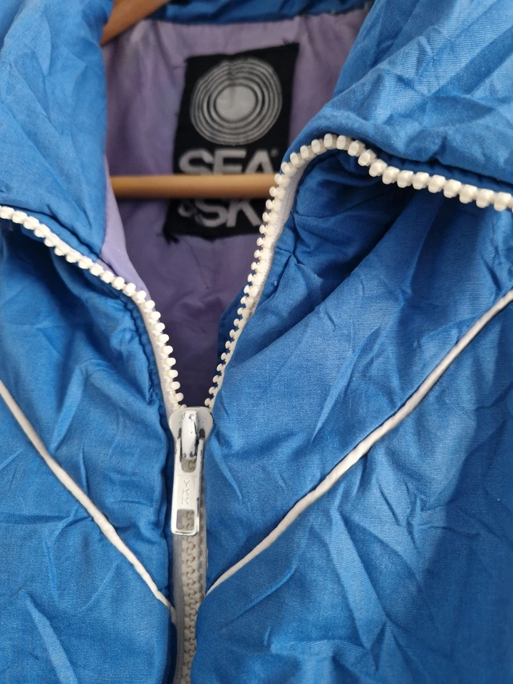 Retro Vintage Design Warm Blue White Striped Woman Gilet, Sea & Ski, Size 10, S - Image 4 of 4