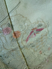 Vintage Japanese Kimono | Apple Green  Suwat Embroidery | 100% silk