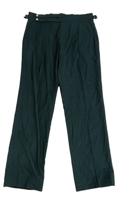 Corneliani Men's Trousers Size 36 Dark Green Fine Wool Feel Pleat Tapered New F1
