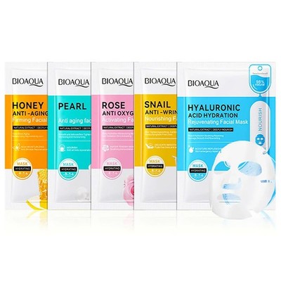 BIOAQUA Facial Mask Moisturizing 98% Natural 5PCS Set (One Of Each (5PCS))