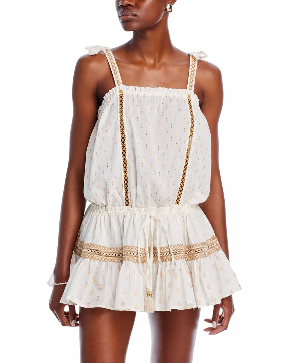 $285 Ramy Brook Averie Metallic Mini Dress Swimsuit Cover Up XXS NEW