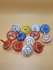 Huge Lot Vintage Mini Spinning Tops Plastic Toy Set Hong Kong Retro Collectible