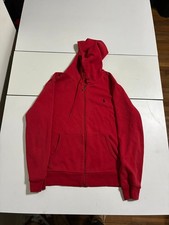 Polo Ralph Lauren Jacket Large Red Fleece Slim Full Zip Hooded Retro Lolife Prep