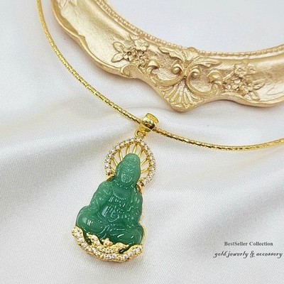 Jade Jadeite GuanYin Goddess of Compassion Kwan Yin Pendant Buddhism