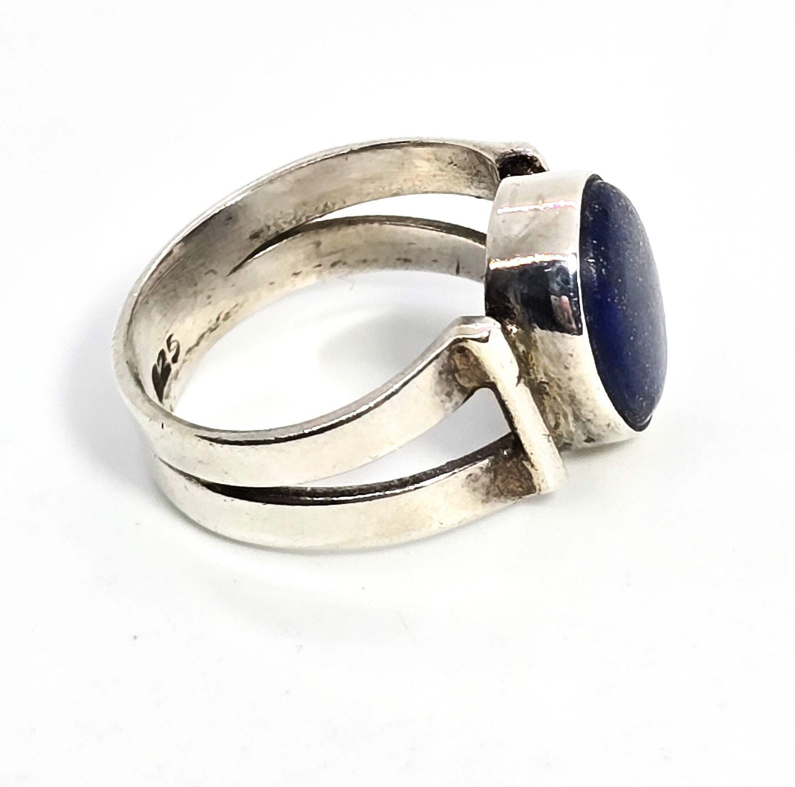 Lapis Lazuli large oval gemstone split shank ster… - image 2