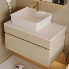 31.5" Floating Single Small Bathroom Vanity with Sink Bathroom Storage Cabinet