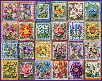 White Mountain Flower Crochet Puzzle 1000 Piece Spring Jigsaw Puzzles for... 