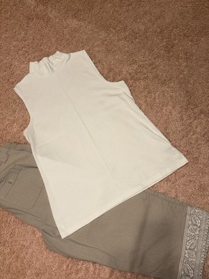 Elevated Sleeveless Mock Neck Tee Croft & Barrow White Women s Size XL