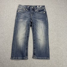 Miss Me Jeans Size 12 24x17 Cuffed Capri Lowrise Studded Rhinestone Denim