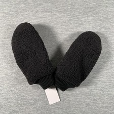 J.Crew Mittens Womens One Size Black Faux Fur Fleece Non Slip Winter Warm