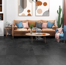 Livelynine Charcoal Peel and Stick Floor Tile Bathroom 4 Tiles, Grey