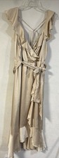 Show Me Your Mumu Samantha Ruffle Wrap Dress Copper Luxe Satin 3X*
