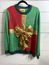 TIPSY ELVES CHRISTMAS PRESENT UGLY CHRISTMAS SWEATER Women's Size Large