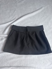 Sincerely Jules Black Pinstripe Pleated Lined High Rise Mini Skirt M