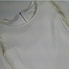 Sail to Sable STS White Swiss Dot Silk Cotton Tassel Hem Shift Dress Mini