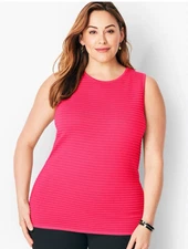 Talbots Sleeveless Sweater Pink Ribbed Knit Womens Size Medium Casual Blouse