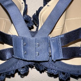 2 Piece Dita Von Teese Lingerie Set - Blue Bra , Garter Belt - Pinup Lace Strap