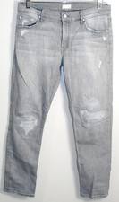 MOTHER THE DROPOUT "Holy Smokes" Distressed Light Gray Jeans Size 28