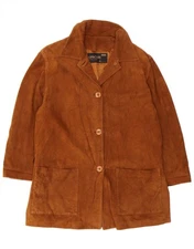 GALLOTTI Womens Suede Overcoat UK 16 Large Brown Leather Classic CA01