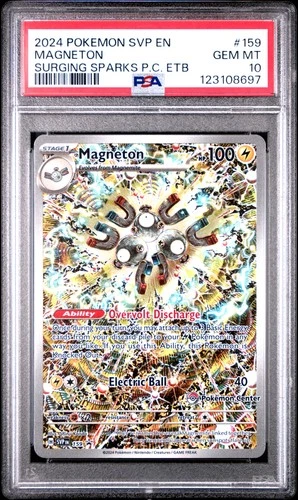 2024 POKEMON SURGING SPARKS POKEMON CENTER ETB PROMO #159 MAGNETON PSA 10