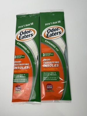 2x Odor Eaters Insoles Expanded Fit Ultra Comfort Fits Up To Size 14
