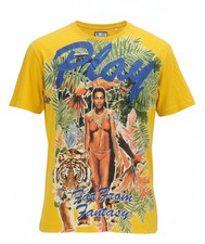 Play Cloths Men Size XL Short Sleeve Yellow T-Shirt "Far From Fantasy" Tiger
