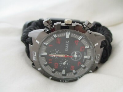 Emak Watch Black & Red Compass Modern Stylish WORKING!