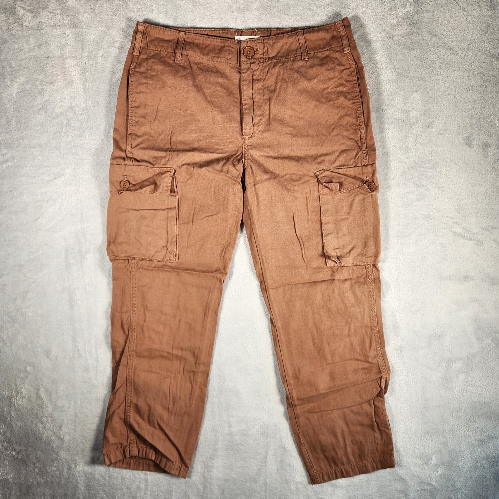 Womens Frame Brown Cropped Capri Cargo Pants Size 29 Streetwear Utility Baggy Style-image