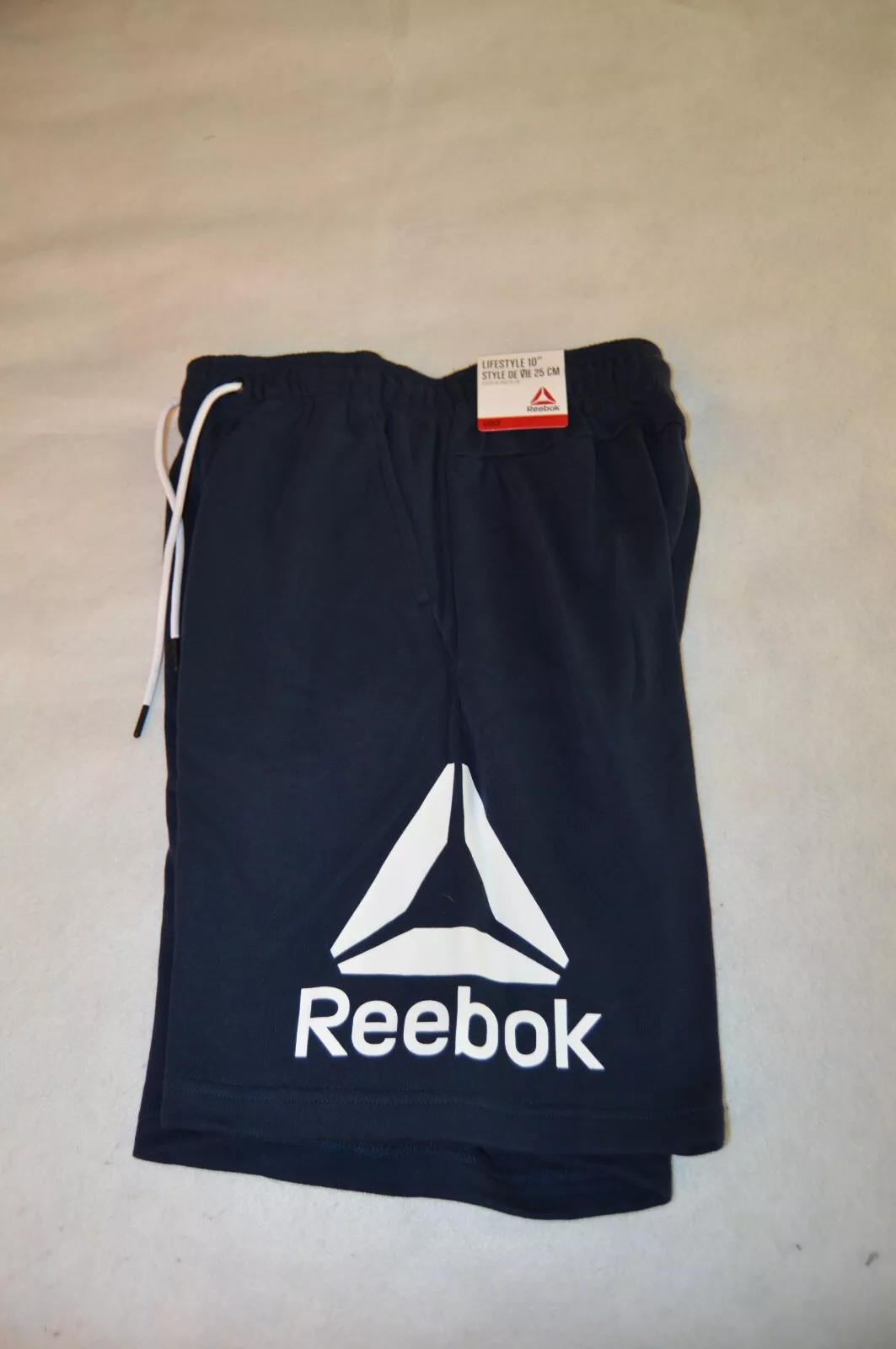 Short homme en tricot Reebok style de vie 10 pouces logo bleu suprême taille S neuf avec étiquettes