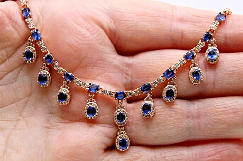 Silver Necklace Kyanite Genuine Natural Gems Solid Sterling 15 1/2 to 17 1/2 - Picture 20 of 24
