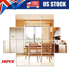 16pcs/Set Mirror Tiles Wall Sticker  Self Adhesive Stick On DIY Home Accessory