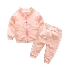 baby girl boy clothes cotton long sleeve solid zipper clothing set jacket+pants 