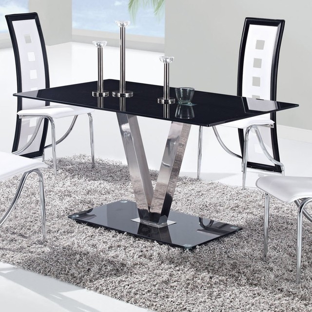 Coaster Modern Dining Contemporary Glass Dining Table With Leaves
