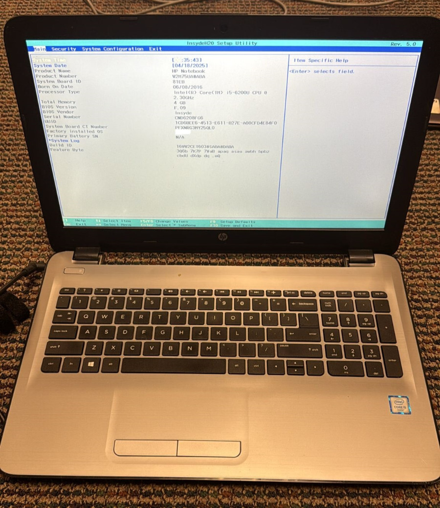 HP TPN-C125 Laptop IntelCore i5-6200U 2.30Ghz 4GB RAM NO HDD & OS