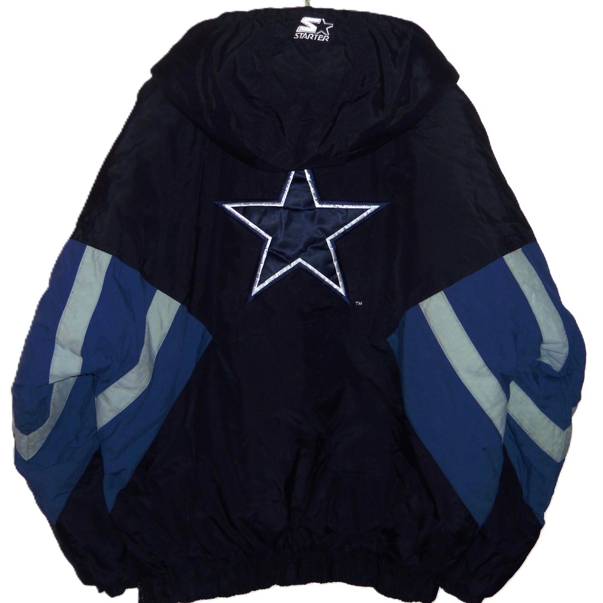 VINTAGE 90's DALLAS COWBOYS NFL STARTER 1/2 ZIP PULLOVER HOODED