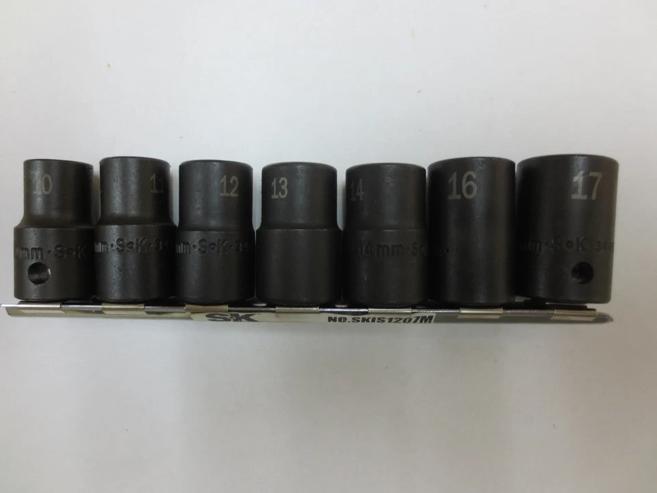 SK IS1207M, 7 pc., 1/2" drive, 12 Point, Impact Rated Metric Socket Set- USA! - Image 3 of 4