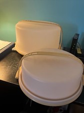 Vintage Tupperware Set of Pie Keeper and Cake Keeper w/Carrying Handles