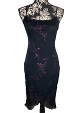 90s Vintage City Triangles Floral Dress Glitter Roses Formal Cocktail