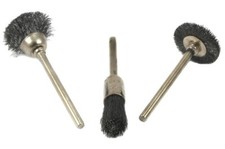 NEW Forney 60241 3 PIECE Wire Bristle Brush Set 1/8 Inch SHAFT NYLON BRISTLE