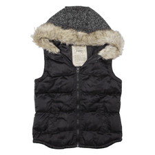 ZARA TRAFALUC Gilet Puffer Donna Nero Con Cappuccio M