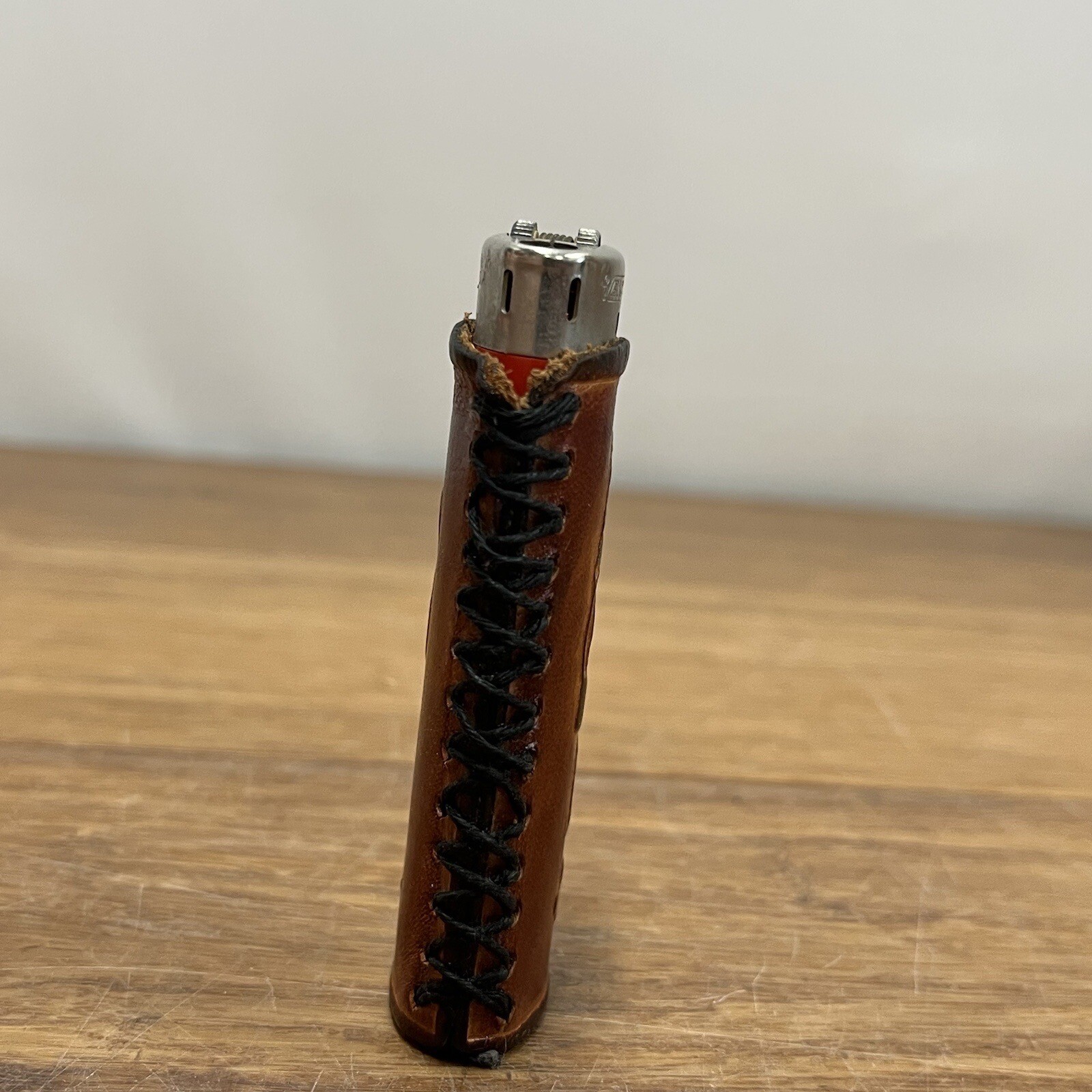 VTG genuine leather wrapped lighter case fits BIC lighter Native Tooled Motif
