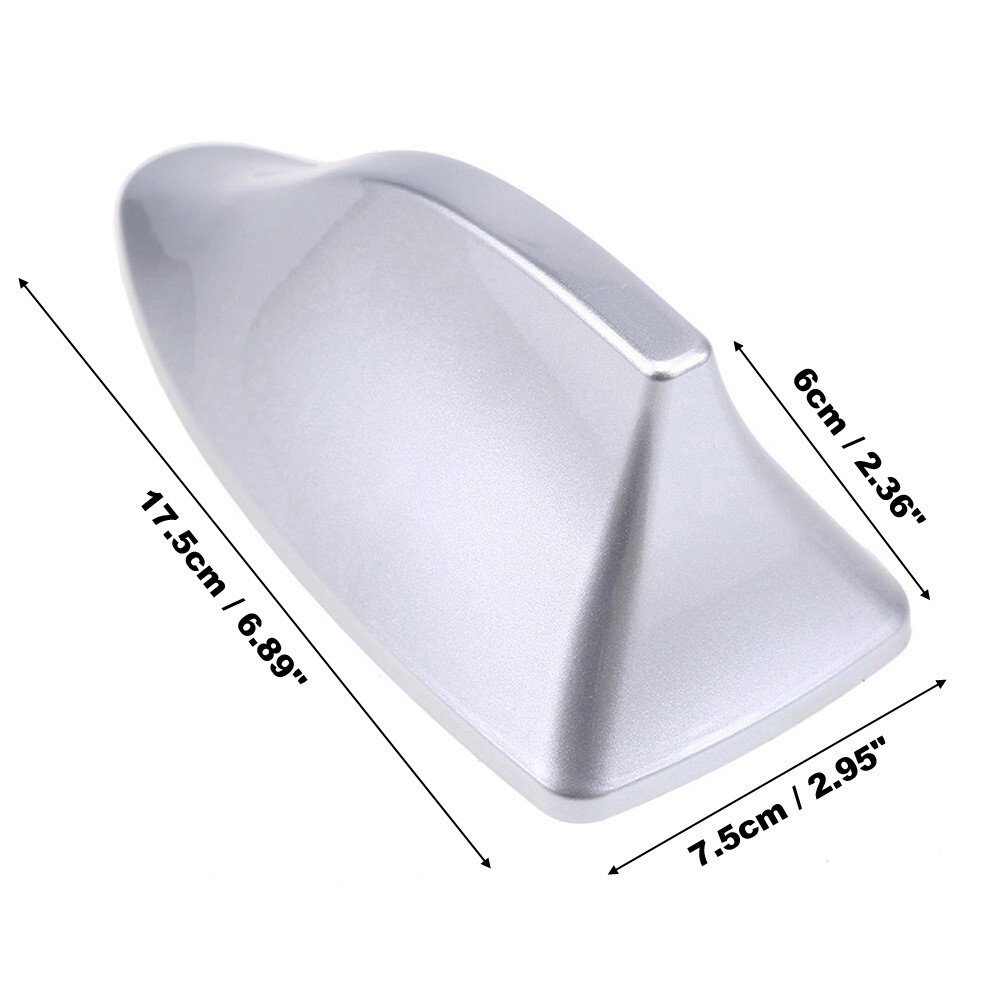 Universal Shark Fin Car Antenna, FM/AM Radio Signal Receiver, Waterproof Adhesive Roof Aerial In Grey