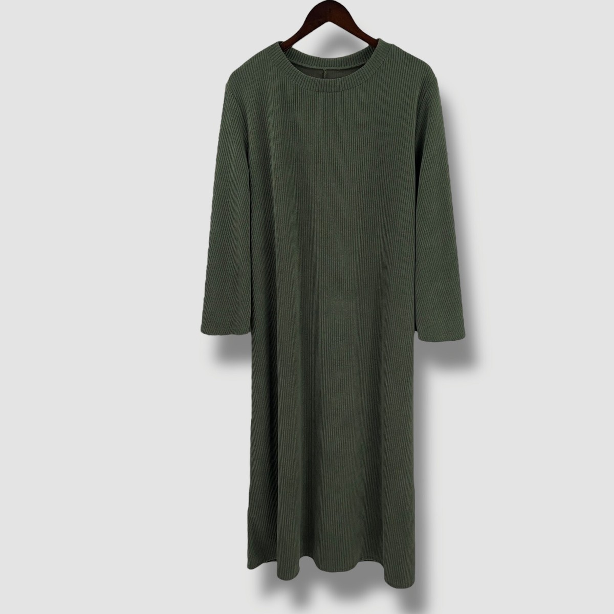 NEW FASHION Womens Dark Green Ribbed Jersey Dress BRAND NEW UK