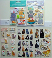 CAT LOT OF 5 Stickers Jolee's K C Recollections NEW paw yarn kitty fish dish