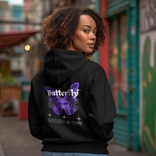 Cute Butterfly Stylish Back Print hood design. Unique Print Hoodies funny