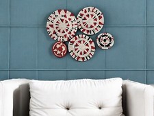 Handwoven Natural Sabai Dry Grass Baskets Boho Home Wall Décor Wall Plates 5 Pcs