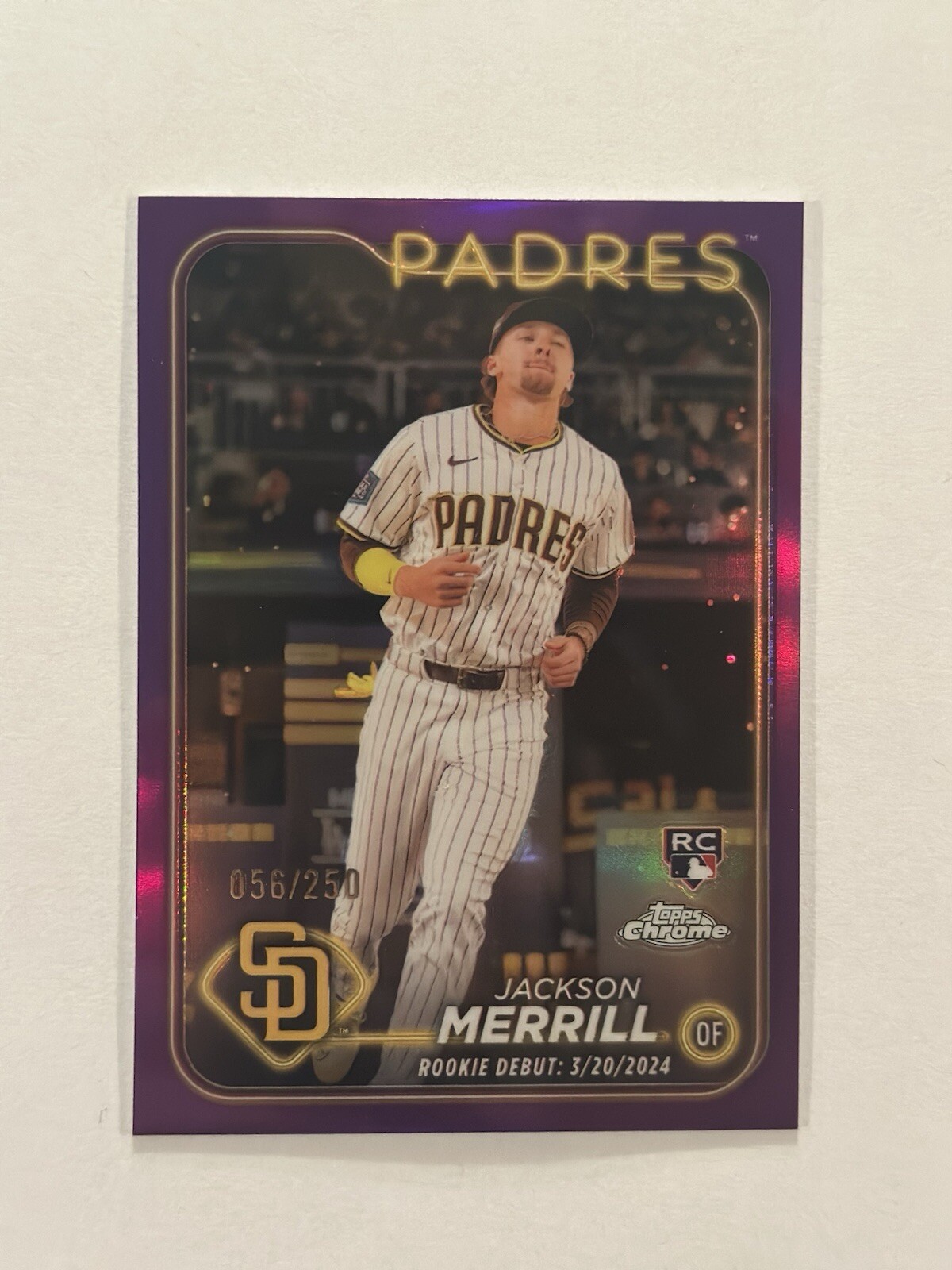 2024 Topps Chrome Update Jackson Merrill Rookie Debut Purple Refractor RC #/250